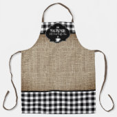Tablier Burlap Black Buffalo Check personnalisé (Recto)