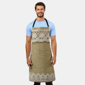 Tablier Burlap, dentelle texture tissu. (Porté)