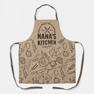 Tablier Burlap Nana Cuisine Grand-Mère Anniversaire Gâteau