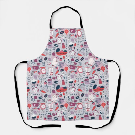 Tablier Busy Kitchen Utensils Pot Baking Bakery Pattern (Recto)