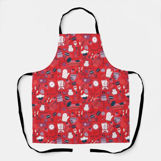 Tablier Busy Kitchen Utensils Pot Baking Bakery Pattern (Recto)