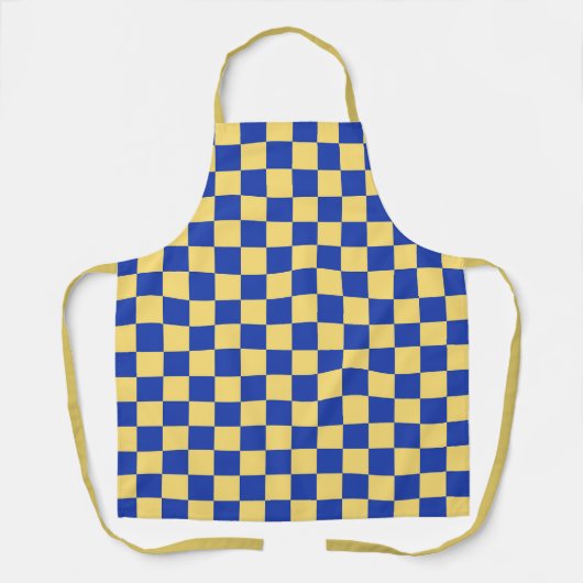 Tablier Butter yellow and blue checkered board pattern (Recto)