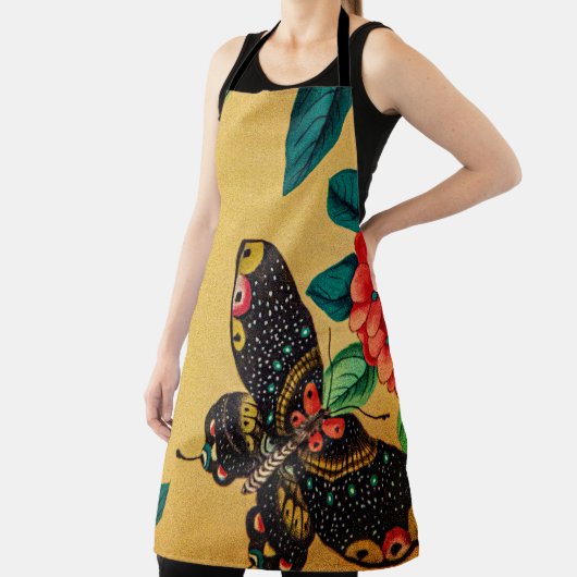 Tablier Butterfly with a bush kitchen apron (Insitu)