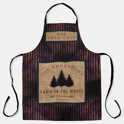 Tablier Cabane de nom de famille de campagne moderne avec  (Recto)