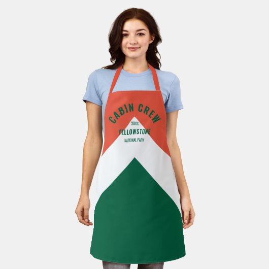 Tablier Cabine Crew Peronalized Destination Retro Rouge Ve (Porté)