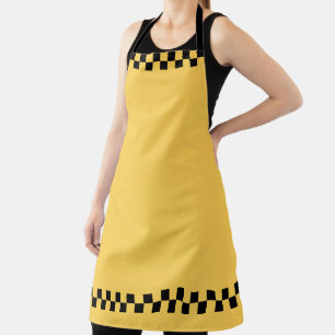 Tablier Cabine jaune à damiers motif