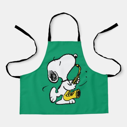Tablier cacahuètes | Lecteur Snoopy Saxophone (Recto)