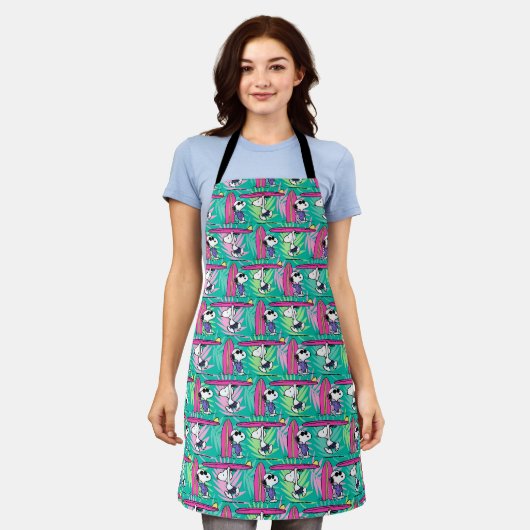 Tablier cacahuètes | Snoopy Turquoise Surf Motif (Porté)