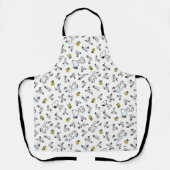 Tablier cacahuètes | Snoopy & Woodstock B&W Flower Motif (Recto)