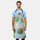 Tablier Cactus, fleurs roses : décor clair (Porté)