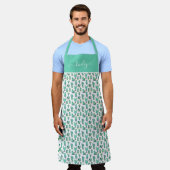 Tablier Cactus vert à la menthe et Motif Plante succulent (Porté)