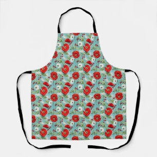 Tablier Cadeau d'anniversaire Coquelicot rouge et blanc