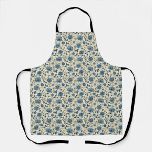 Tablier Cadeau d'anniversaire Floral bleu et beige sans