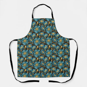 Tablier Cadeau d'anniversaire Floral bleu et or