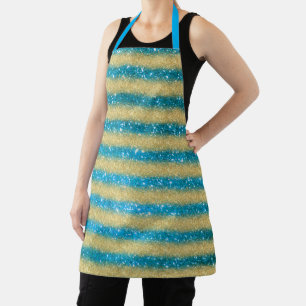 Tablier Cadeau de luxe Populaire Blue Gold Parties scintil