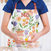 Tablier Cadeau de monogramme floral aquarelle coloré