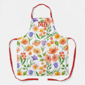 Tablier Cadeau de monogramme floral aquarelle coloré (Recto)