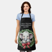 Tablier cadeau de Noël Blanc Eléphant Gag (Porté)