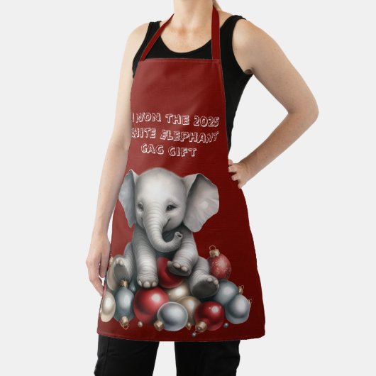 Tablier cadeau de Noël Blanc Eléphant Gag (Insitu)