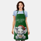 Tablier cadeau de Noël Blanc Eléphant Gag (Porté)