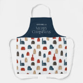 Tablier Cadeau de Noël bleu rustique (Recto)