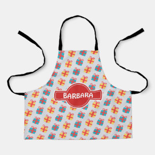 Tablier Cadeau de Noël Gris Orange Motif minimal