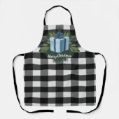 Tablier Cadeau de Noël Plaid Buffalo | Bleu (Recto)