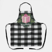 Tablier Cadeau de Noël Plaid Buffalo | Rose (Recto)