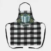 Tablier Cadeau de Noël Plaid Buffalo | TURQUOISE (Recto)