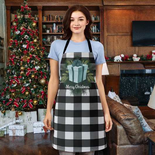 Tablier Cadeau de Noël Plaid Buffalo | TURQUOISE