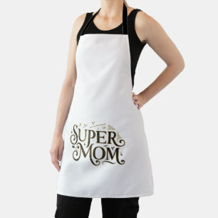 Tablier Cadeau de typographie ornée Super Maman en or