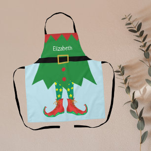 Tablier Cadeau Drôle Elfe de Noël Assistant du Père Noël F