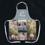 Tablier cadeau familial 8 photo petit-enfant simple<br><div class="desc">cadeau familial 8 petit-enfant photo. Typographie graphique simple moderne design tablier bleu poussiéreux,  changer le nom pour convenir à votre occasion</div>