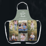 Tablier cadeau familial 8 photo petit-enfant simple<br><div class="desc">cadeau familial 8 petit-enfant photo. Moderne simple typographie graphique sauge vert tablier design,  modifier le nom pour convenir à votre occasion</div>