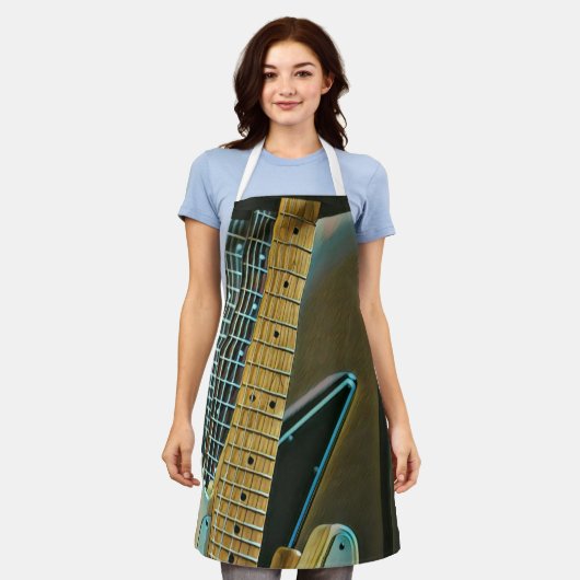 Tablier cadeau guitare pour fête des pères (Porté)