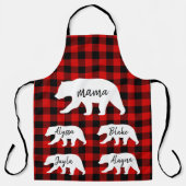 Tablier Cadeau moderne Rouge Plaid Et Blanc Mama Ours (Recto)