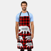 Tablier Cadeau moderne Rouge Plaid Et Blanc Mama Ours (Porté)
