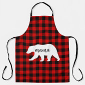Tablier Cadeau moderne Rouge Plaid Et Blanc Mama Ours (Recto)