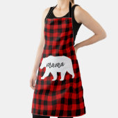 Tablier Cadeau moderne Rouge Plaid Et Blanc Mama Ours (Insitu)