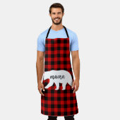 Tablier Cadeau moderne Rouge Plaid Et Blanc Mama Ours (Porté)