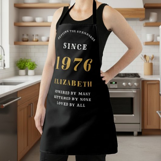 Tablier Cadeau personnalisé 50e anniversaire 1976 Noir & O