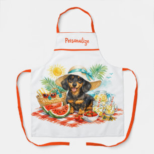 Tablier Cadeau personnalisé de chiot teckel pour pique-niq