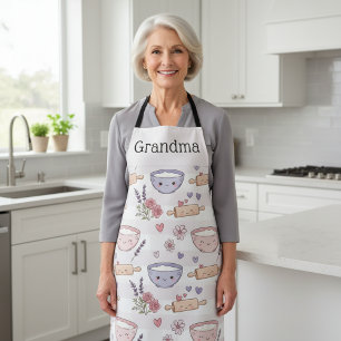 Tablier Cadeau personnalisé de grand-mère kawaii cœur pour