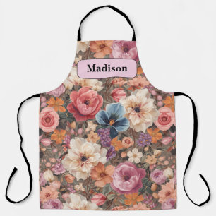 Tablier Cadeau personnalisé Fleurs pastel élégantes modern