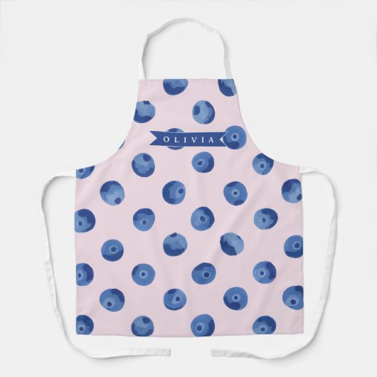 Tablier Cadeau Personnalisé Jolie Aquarelle Myrtille Nom (Recto)