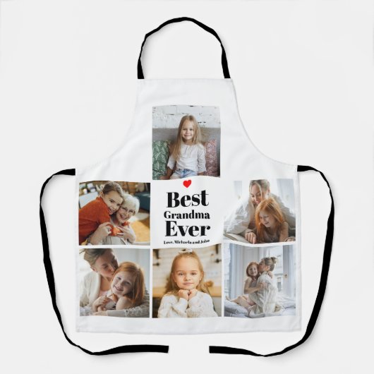 Tablier Cadeau pour Grand-mère Coeur 6 Photo Collage (Recto)
