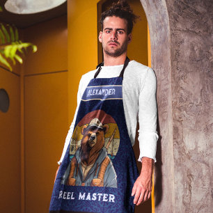 Tablier Cadeaux de retraite de l'ours vintage pour le pêch