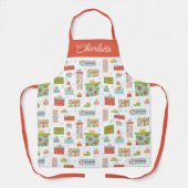 Tablier Cadeaux festifs Vacances de Noël Nom personnalisé (Recto)