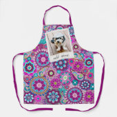 Tablier Cadre photo rétro avec Fleurs Funky - violet rose (Recto)