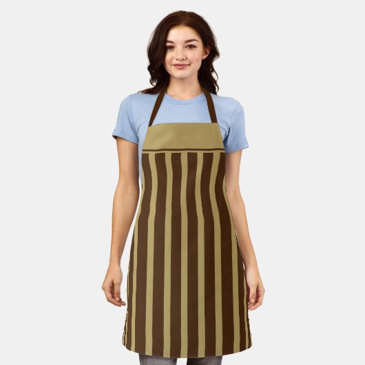 Tablier Café Apron Tons Brown Bande (Porté)